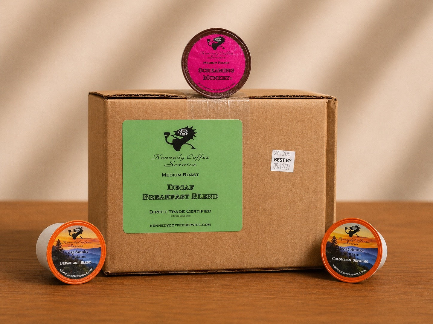 4-Pack Assorted - Colombian, Screaming Monkey®, Breakfast Blend, Decaf - Coffee Pods (96 Count)
