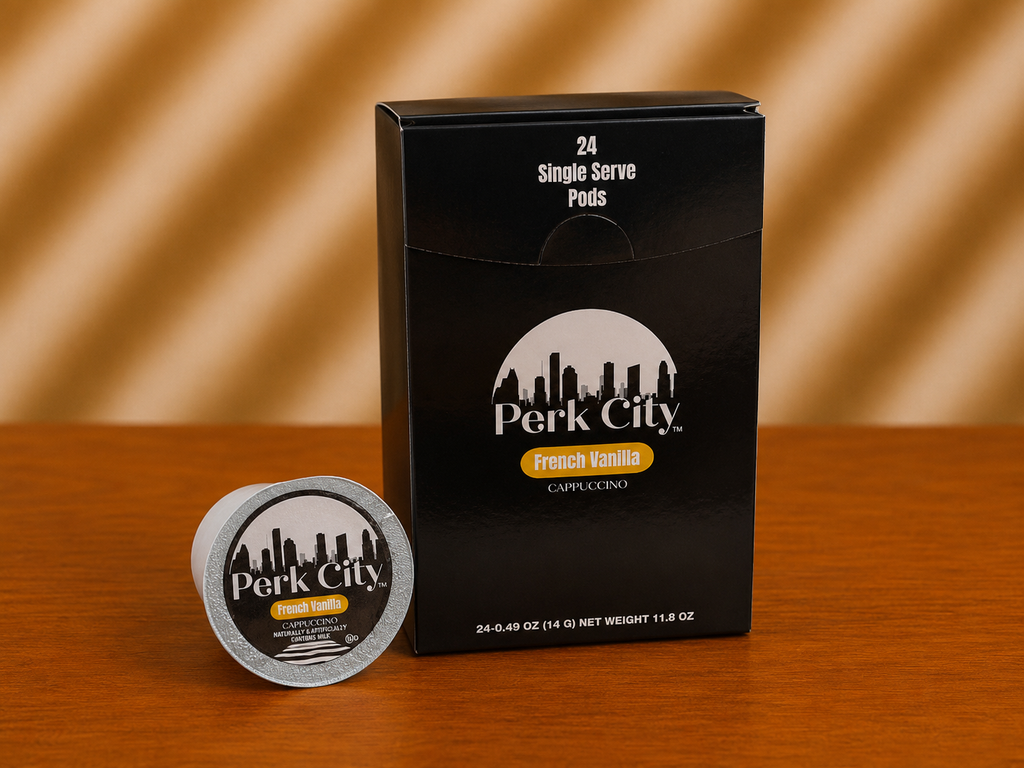 Perk City French Vanilla Cappuccino Single Serve Pods – 4 Pack (96 Count)