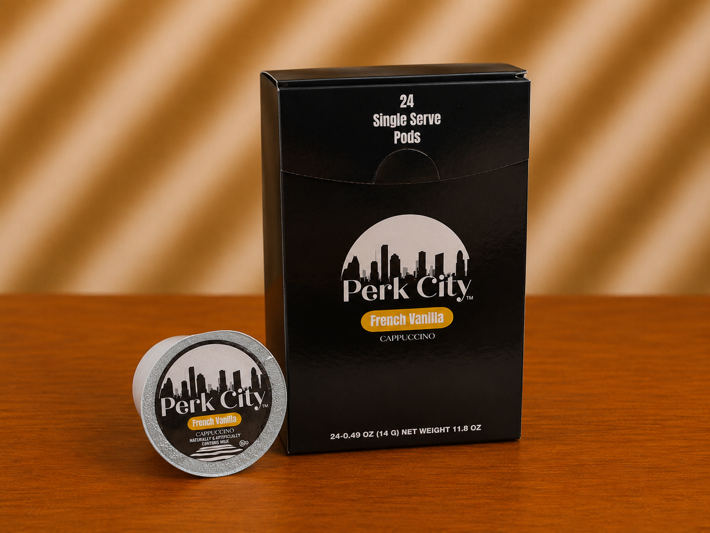 Perk City French Vanilla Cappuccino Single Serve Pods – 4 Pack (96 Count)